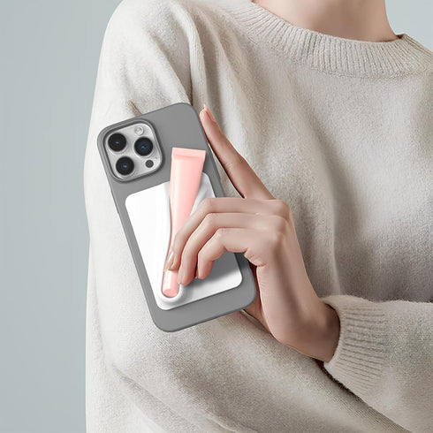 DOB SECHS Silicone Lip Holder for Cell Phone Lipstick Lip Glaze Phone Case Back Stick On Holder for iPhone and Android Phones, Grey...