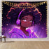 SARA NELL Tapestry Black Girl African American Girl Love Music Tapestries Hippie Art Wall Hanging Throw Tablecloth 50X60 Inches for Bedroom Living...