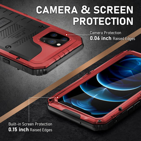 Beasyjoy Case for iPhone 12 Pro Max Waterproof, Metal Heavy Duty Case with Built in Screen Protector, Military Grade Full Body Protective Defender...