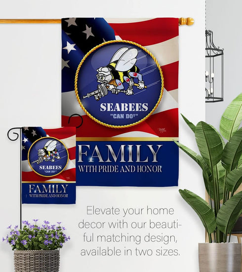 Breeze Decor US Family Honor Garden Flag Armed Forces Navy USN Seabee United State American Military Veteran Retire Official House Banner Small Ya...