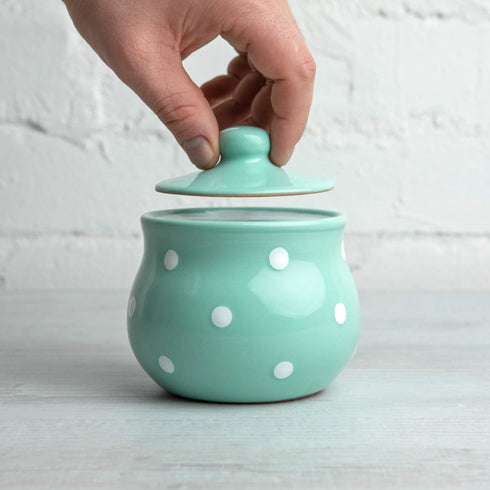 City to Cottage Ceramic Sugar Bowl with Lid, 10oz Sugar Contanier for Coffee Bar, Sugar Dispenser Bowl, Salt - Condiment Pot for Kitchen Counter, ...