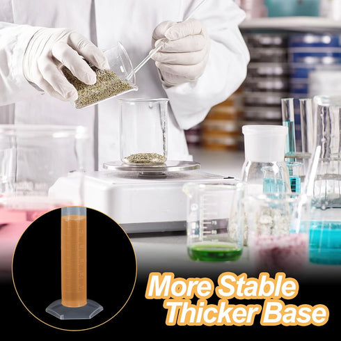 PATIKIL 100ml PP Plastic Graduated Cylinder, Hex Base White Graduations Measuring Cylinder for Lab Home Use, Clear White...