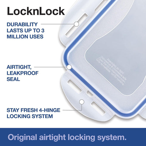 LOCK & LOCK Easy Essentials Food Storage lids/Airtight containers, BPA Free, 54 Ounce, Clear...