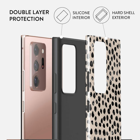 BURGA Phone Case Compatible with Samsung Galaxy Note 20 Ultra - Hybrid 2-Layer Hard Shell + Silicone Protective Case -Black Polka Dots Pattern Nud...