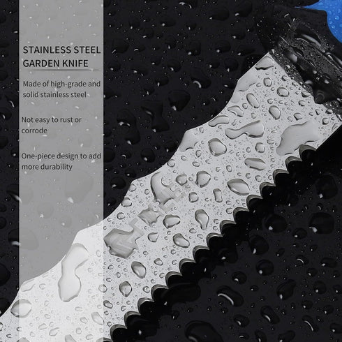 Liphontcta Linsen-Outdoor Stainless Steel Garden Knife with 7.8" Blade and New Bule Handle, Double Side Utility Sod Cutter Lawn Repair Garden Knif...