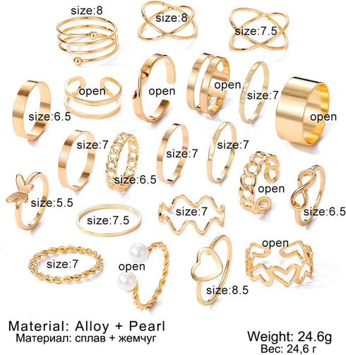22 Pcs Gold Knuckle Rings Set for Women Gold Plated Ring Sets Dainty Simple Gold Rings Non Tarnish Stackable Rings Adjustable Rings Set Jewelry...