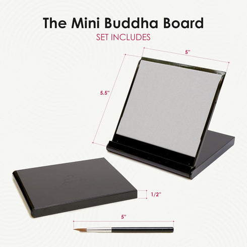 Mini Buddha Board Art Set: Water Drawing Writing Board w/ Mini Water Brush for Mindfulness & Meditation – Zen Based Drawing Board - Painting & Art...