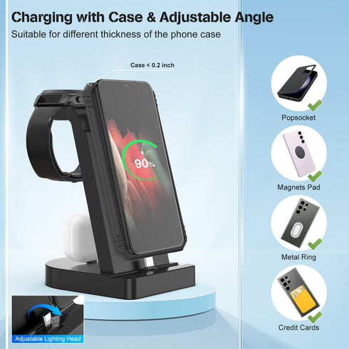 Charging Station for Samsung Multiple Devices, 3 in 1 Fast Charger Station ? 25W Fast Charger Block for Samsung S23/S22/S21/Note20/Z Fold 4, Galax...