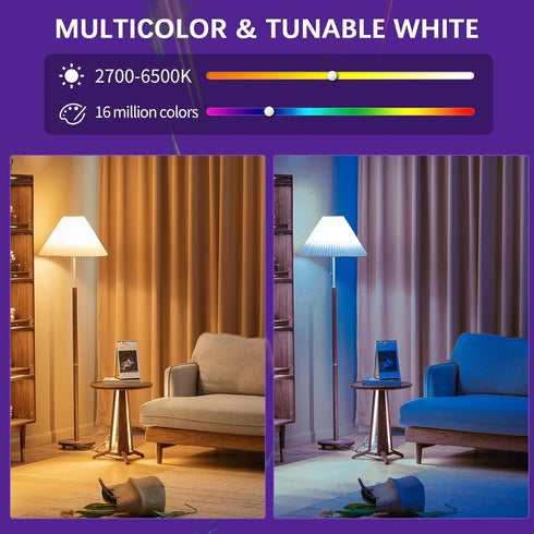 Light Bulbs with Matter, Smart Light Bulbs, WiFi Led Light Bulb Works with Alexa/Google Home/Apple Home/SmartThings, Hub Required, Smart Bulb, Col...