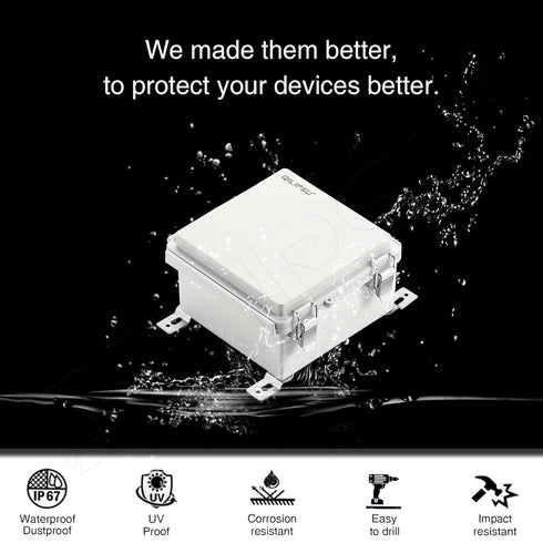 QILIPSU Hinged Cover Stainless Steel Latch 150x150x90mm Junction Box with Mounting Plate, Universal IP67 Project Box Waterproof DIY Electrical Enc...