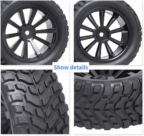 12mm hex rc Wheels and Tires 1/10 On Road Rally Tires Height 2.99 inch / 76mm (Set of 4)...