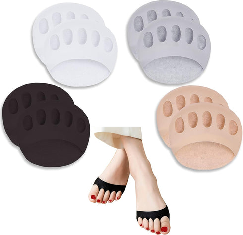 Reusable Honeycomb Fabric Forefoot Pads Soft Ball of Foot Cushions Metatarsal Pads for Women Men Prevention Pain Relief (Black,Beige,Grey,White)...