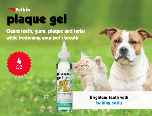 Petkin Plaque Remover Gel – Cleans Teeth and Gums, Removes Plaque and Tartar - Freshens Breath and Whitens Teeth with Baking Soda - Ideal for Dail...