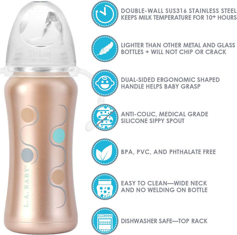 Ultimate Stainless Steel Sippy Cup | 9oz Insulated Sippy Cup for Toddlers - Insulates 10+ Hours | Leak-free, Non-toxic Medical Grade Silicone and ...