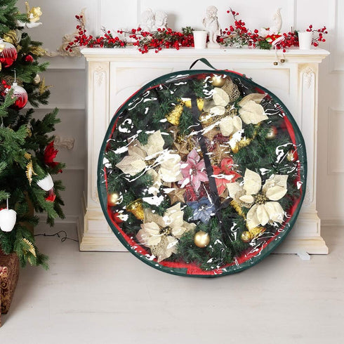 Primode Christmas Wreath Storage Bag 30" | Garland Wreaths Container with Clear Window for Easy Holiday Storage | Durable 600D Oxford Material (Re...