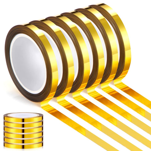 6 Pcs Gold Tape Graphic Tape Metallic Mirror Tape DIY Graphic Tape Metallic Mirror Wrapping for Crafts Decoration 22 Yards (1/5 Inch)...