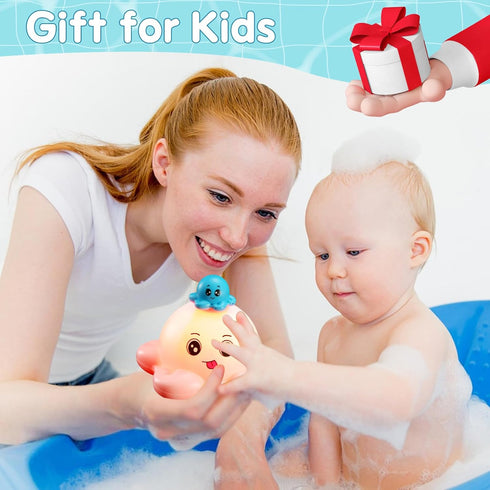 4 Modes Octopus Bath Toys, Rechargeable Baby Bath Toys, Light Up Bath Toys Sprinkler Bathtub Toys for Toddlers Infant Kids, Automatic Spray Water ...