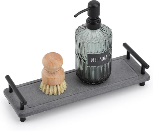 Segbeauty Kitchen Sink Organizer, Instant Dry Sink Caddy Stone Drying Mat with Handle, Diatomaceous Earth Fast Drying Stone Vanity Tray Bathroom S...