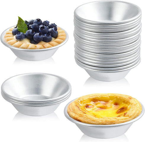 25 Pack Egg Tart Molds, Puto Molder Cookie Steamer Dessert Molds, Small Aluminum Nonstick Pans Pie Molds for Baking Pies Cupcakes Mini Cakes Puddi...