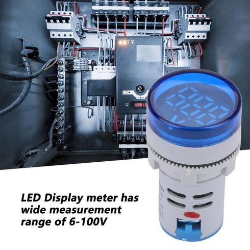 Voltmeter, LED Voltmeter Light Digital Display Dc Voltage Meter Display Voltage Meter Indicator Round Lamp Tester Wide Measurement Range of 6-100V...