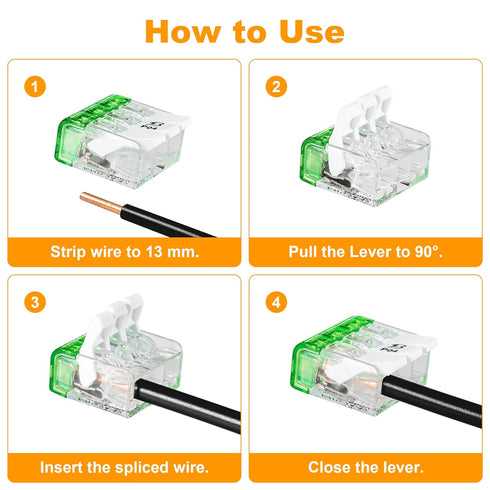 Lever Nuts Splicing Connector?for Solid and Stranded Conductors?3 Conductor with Operating levers?AWG 12-24 Transparent Housing Wire Connectors- P...