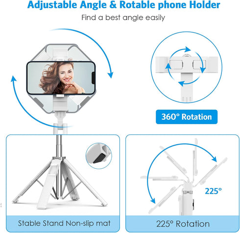 AMIR 40” Selfie Stick Quadrapod, Extendable Selfie Stick with Wireless Bluetooth Remote & Fill Light, 3 Light Modes, 9 Brightness Levels, Compatib...