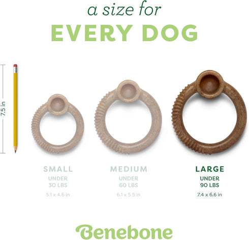Benebone Ring Durable Dog Chew Toy for Aggressive Chewers, Real Bacon, Made in USA, Large...