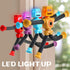 Sensory Fidget Robot Toys LED Light Up for Kid Toddlers, Suction Cup Poseable Action Figures Robot Telescopic Pop Tubes ADHD Autism Travel Toys Pi...