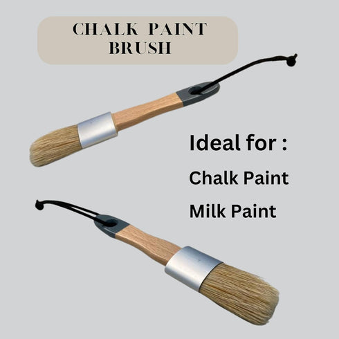 Chalk Wax Paint Brush – 2 PCs 1 Flat Paint Brushes for Furniture Painting 1 Round Chalk Wax – Bristle Paint Brushes Set Suitable with Any Chalk Pa...