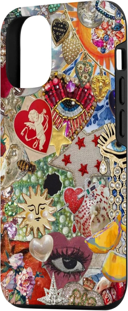 iPhone 13 Vintage Mosaic Charm Mosaic Tiles Mosaic PC Art Eye Sun Case...