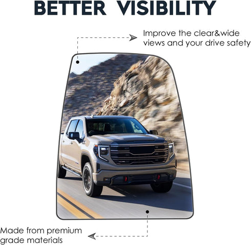 Passenger Right Side Upper Rear view Convex Heated Mirror Glass with Rear Holder fit for for 2015-2019 Ford Transit-150 250 350 HD Replacement for...