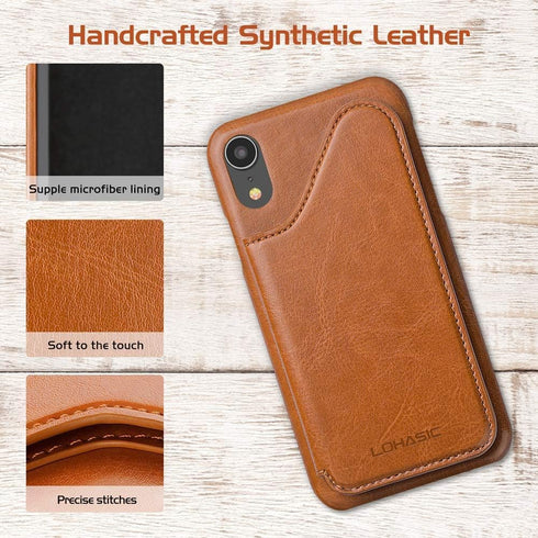 LOHASIC Wallet Case for iPhone XR, 5 Card Holder Phone Cover to Men Women, Vintage PU Leather Credit Slot, Magnetic Clasp Kickstand Flip Folio Por...