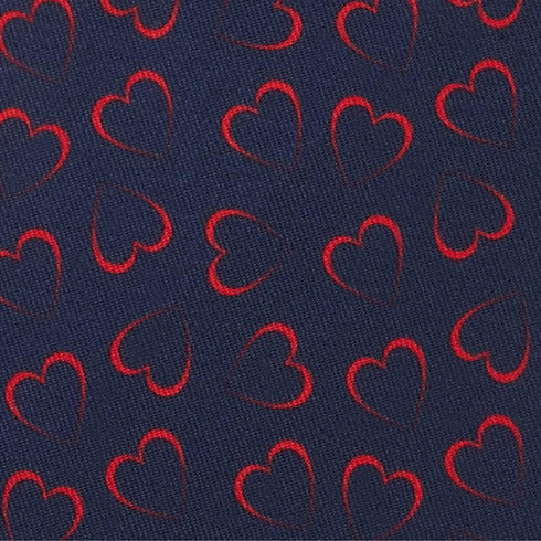 Jacob Alexander Men's Happy Valentine's Day Red Outline Hearts Pocket Square - Dark Blue...