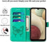 for Samsung Galaxy A12 Flip Cover Phone Case Wallet | Butterfly Floral Embossed, Wrist Strap, Card Holder Slots, Stand Leather Protective (Green)...