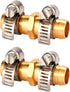 Brass Garden Hose Repair Connector with Clamps, Fit for 1/2" Garden Hose Fitting, 2 Set...