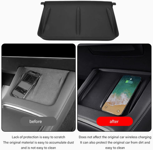 Replacement for Model 3 2017-2023 Phone Charging Pad, Wireless Phone Charging Pad Car Charging Anti Slip Mat Silicone...