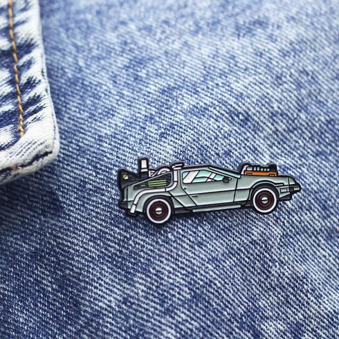 2pc Delorean Sports Car Enamel Pin Brooch Cartoon Time Machine Brooch For Backpacks...