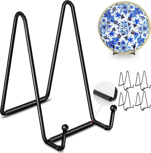 Plate Stands for Display -5 Pack 6 Inch Prevent sliding Plate Holder Display Stand ,Metal Frame Holder Stand for Picture, Decorative Plate, Book, ...