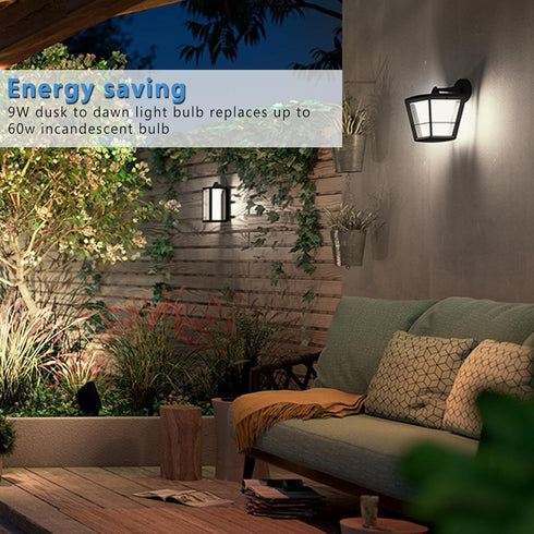 4 Pack Dusk to Dawn Light Bulbs Outdoor, 5000K-Daylight, 720LM, 9W(60W Equivalent) A19 E26 Automatic On/Off LED Light Bulbs, Dusk to Dawn LED Outd...