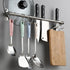 ASkinds Utensil Hanging Rack Stainless Steel Rail Hanger Rod Wall Mounted Pot Pan Lid Holder Cookware Storage Organizer with Sliding Hooks for Kit...