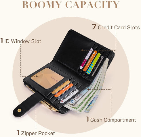Missnine Small Wallet for Women RFID Compact Wallet Vegan Leather Bifold Ladies Wallet with Card Holder and Coin Purse...