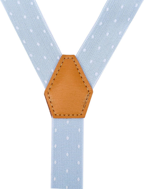 Men's Suspenders and Bow Tie Set Adjustable with Round Metal Clips 48" Blue White Polka Dot...