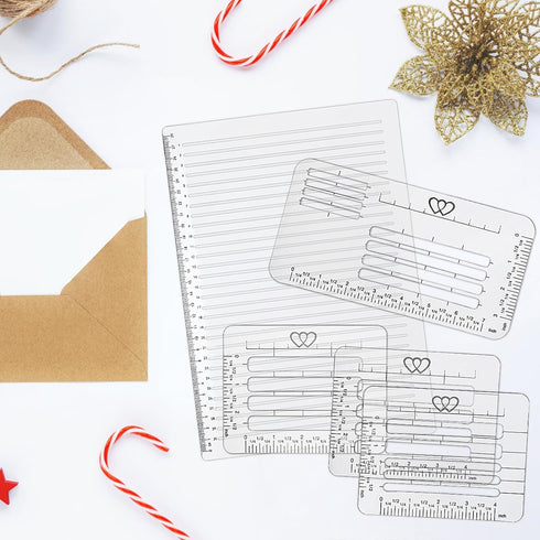 Suwimut 11 Pack Straight Line Stencil Template for Journaling and Envelope Addressing Guide Stencil Templates Set, 11 Inch Scale Spacing Line Draw...