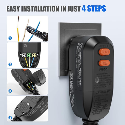 GFCI Plug Replacement Auto Reset 15 Amp 3 Prongs, Waterproof, Ground Fault Circuit Interrupter Safety Plug for Air Conditioner, Hot Tub,Ovens,Pump...