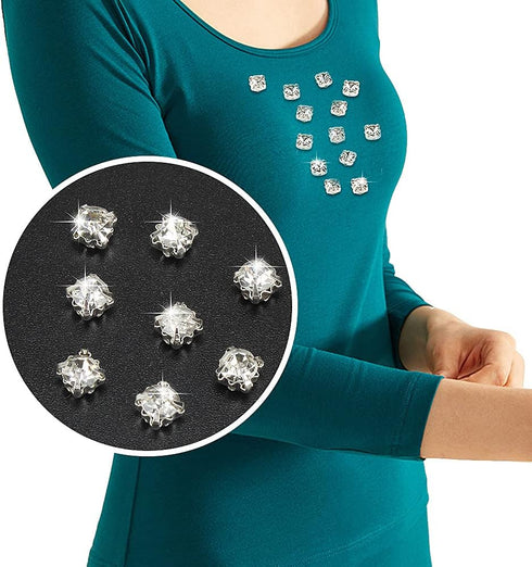 1500 Pcs 4 mm Sew On Cystal White Rhinestones Glass Rhinestone Silver Plated Metal Back Prong Setting Sewing Claw Rhinestone for Costume, Clothes,...