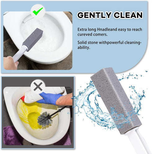 2 Packs Pumice Cleaning Stone with Extra Long Handle, Pumice Stone for Toilet Bowl Cleaning, for Cleaning Toilets, bathtubs, Grills, Swimming Pool...