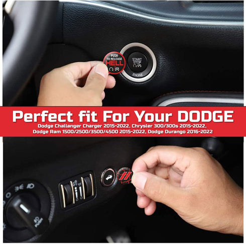 TOOLEPIC Push Start Button Cover for Dodge Challenger Charger Durango Accessories 2015-2025-Engine Start Stop Ignition Switch Kit Interior Accesso...