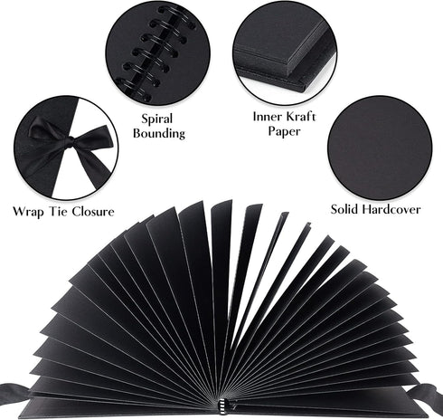 8.5x5.9 Inch Scrapbook Photo Album with DIY Accessories Kit - 60 Pages Black Kraft Paper DIY Handmade Album Scrapbook for Anniversary Wedding Grad...