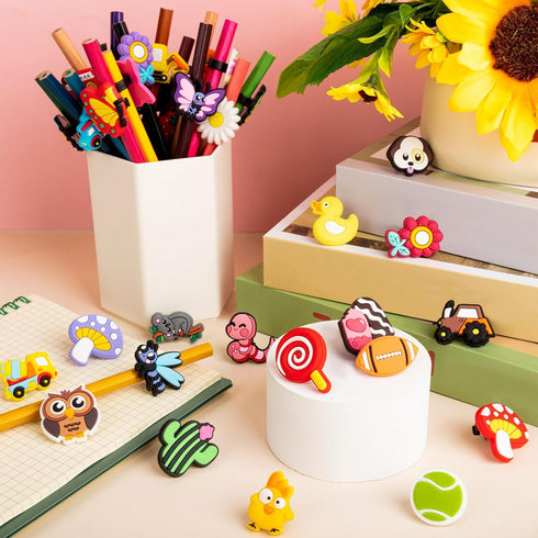 Pencil Clip Topper, 50 Pcs Different Pencil Topper Decoration, Cute Pencil Charms for Kids Students School Gifts Classroom Rewards...