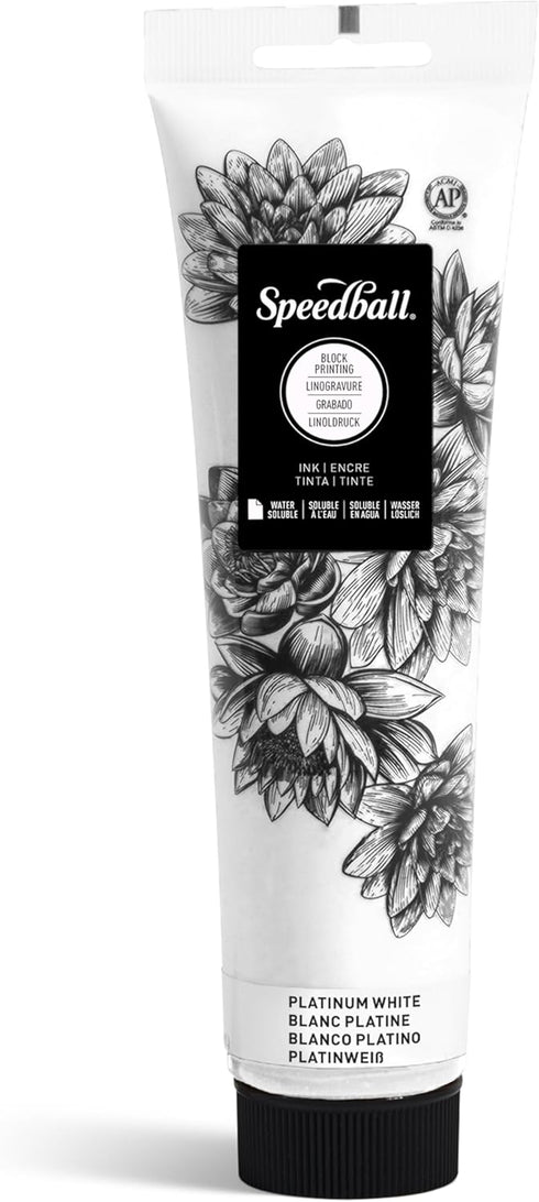 Speedball Water-Soluble Block Printing Ink, 5-Ounce Tube (Platinum White)...